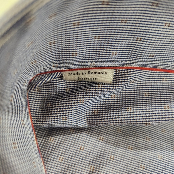 Eton Shirt Mens M 39 15.3/4 Blue Button Up Harrogate Contemporary Long Sleeve - Picture 6 of 12